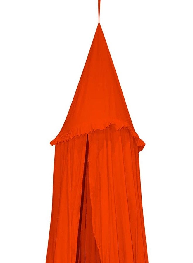 Next Day Art Hanging Canopy Play Tent Without Mat for Kids and Adults Portable Foldable Pom Pom Hanging Mosquito for Girl and Boy Tent House Indoor and Outdoor- Orange - Image 3
